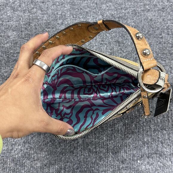 Vintage Guess Raffia Shoulder Bag Yellow Baguette Rhinestone Y2K 90s 2000s - Picture 10 of 14